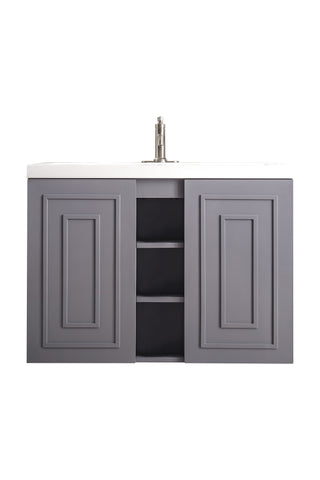 39.375 Inch Alicante' Floating Vanity in Gray Smoke / White Glossy Top