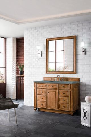 48 Inch Bristol Freestanding Vanity in Saddle Brown / Cala Blue Top