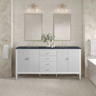 72 Inch Myrrin Freestanding Vanity in Bright White / Charcoal Soapstone Top
