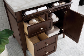 36 Inch Brittany Freestanding Vanity in Burnished Mahogany / Victorian Silver Top