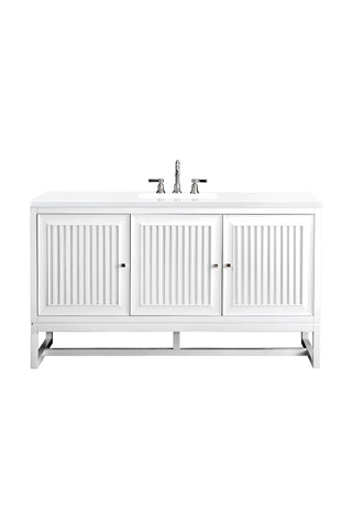60 Inch Athens Dual Mount Vanity in Glossy White / White Zeus Top