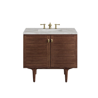 36 Inch Amberly Dual Mount Vanity in Mid-Century Walnut / Victorian Silver Top
