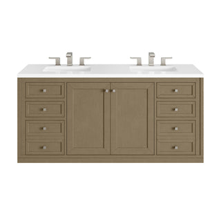 60 Inch Chicago Freestanding Vanity in Walnut Whisper / White Zeus Top