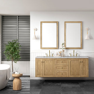 72 Inch Laurent Dual Mount Vanity in Light Natural Oak / Eternal Jasmine Pearl Top