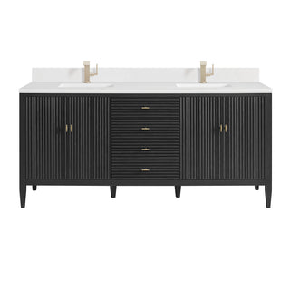 72 Inch Myrrin Freestanding Vanity in Carbon Oak / White Zeus Top