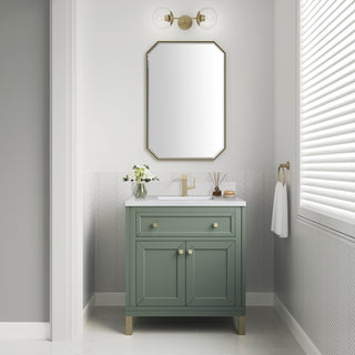 30 Inch Chicago Freestanding Vanity in Smokey Celadon / White Zeus Top