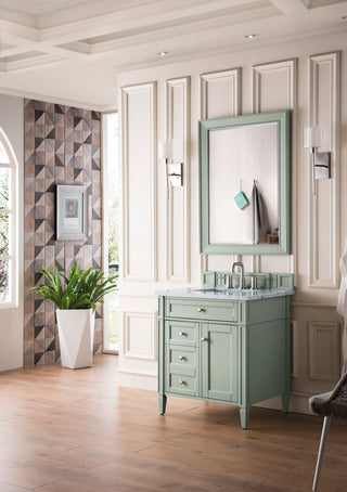 30 Inch Brittany Freestanding Vanity in Sage Green / Carrara White Top