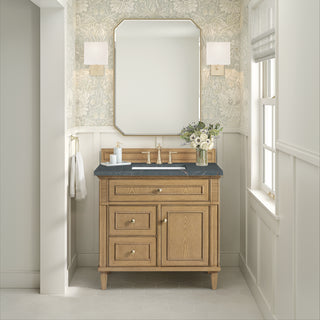 36 Inch Lorelai Freestanding Vanity in Light Natural Oak / Parisien Bleu Top