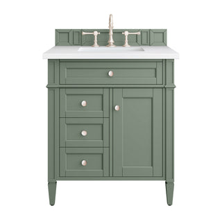 30 Inch Brittany Freestanding Vanity in Smokey Celadon / White Zeus Top