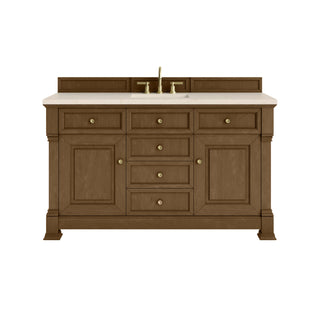 60 Inch Brookfield Freestanding Vanity in Honey Oak / Eternal Marfil Top