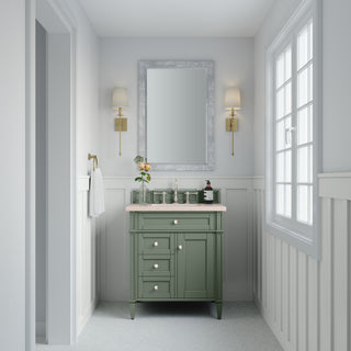 30 Inch Brittany Freestanding Vanity in Smokey Celadon / Eternal Marfil Top