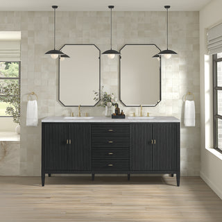 72 Inch Myrrin Freestanding Vanity in Carbon Oak / Victorian Silver Top