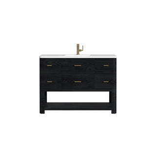 48 Inch Lucian Freestanding Vanity in Carbon Oak / White Zeus Top