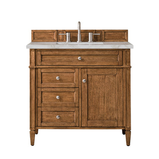36 Inch Brittany Freestanding Vanity in Saddle Brown / Victorian Silver Top