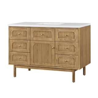 48 Inch Laurent Dual Mount Vanity in Light Natural Oak / White Zeus Top