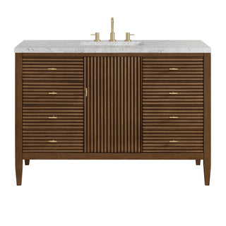 48 Inch Myrrin Freestanding Vanity in Mid-Century Walnut / Eternal Jasmine Pearl Top