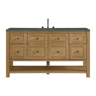 60 Inch Breckenridge Freestanding Vanity in Light Natural Oak / Parisien Bleu Top
