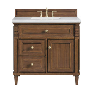 36 Inch Lorelai Freestanding Vanity in Mid-Century Walnut / Arctic Fall Top