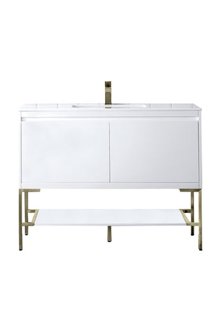 47.25 Inch Mantova Freestanding Vanity in Glossy White / Glossy White Top