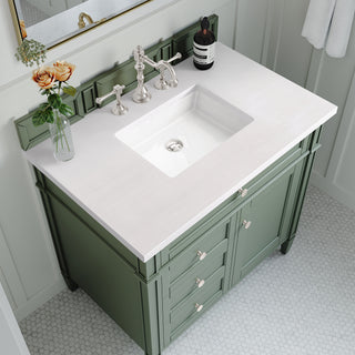 36 Inch Brittany Freestanding Vanity in Smokey Celadon / White Zeus Top