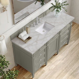 60 Inch Brittany Freestanding Vanity in Urban Gray / Victorian Silver Top