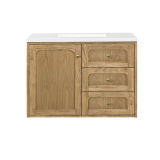 36 Inch Laurent Dual Mount Vanity in Light Natural Oak / White Zeus Top