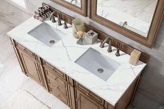 60 Inch Bristol Freestanding Vanity in Whitewashed Walnut / Ethereal Noctis Top