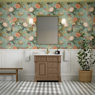 36 Inch Brookfield Freestanding Vanity in Pecan / White Zeus Top