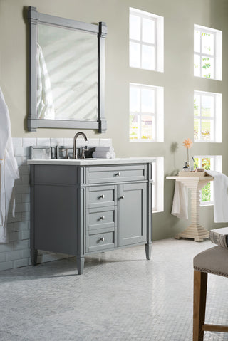 36 Inch Brittany Freestanding Vanity in Urban Gray / Ethereal Noctis Top