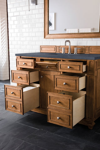 48 Inch Bristol Freestanding Vanity in Saddle Brown / Charcoal Soapstone Top