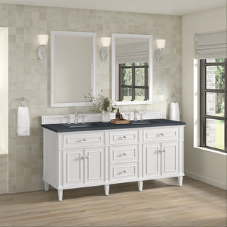 72 Inch Lorelai Freestanding Vanity in Bright White / Charcoal Soapstone Top