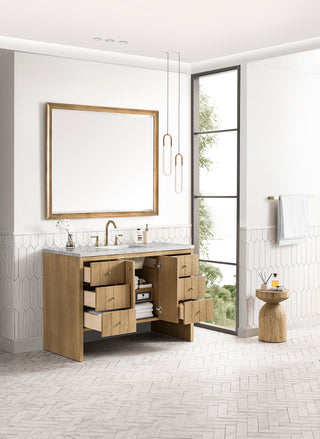 48 Inch Hudson Freestanding Vanity in Light Natural Oak / Eternal Jasmine Pearl Top