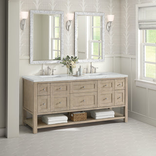 72 Inch Breckenridge Freestanding Vanity in Whitewashed Oak / Ethereal Noctis Top