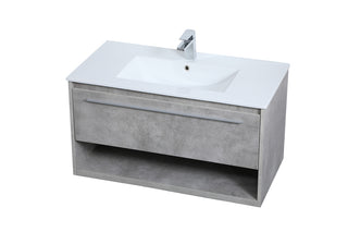 36 inch  Single Bathroom Floating Vanity in Concrete Grey