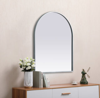 Metal Frame Arch Mirror 24x30 Inch in Silver