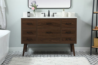 48 inch Single bathroom vanity in walnut with backsplash