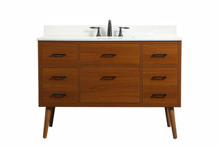 48 inch Single bathroom vanity in teak with backsplash