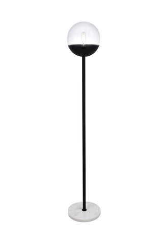 Eclipse 1 Light Black Floor Lamp With Clear Glass