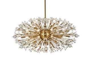 Vera 42 inch crystal starburst oval pendant in gold