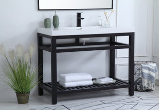 42 inch Single Bathroom Metal Vanity in Black