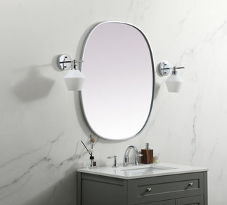 Metal Frame Oval Mirror 30x36 Inch in Silver