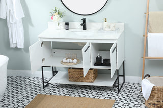 48 inch Single bathroom vanity in white with backsplash