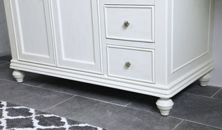 42 inch Single Bathroom vanity in antique white with ivory white engineered marble