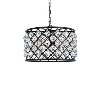 Madison 6 light Matte Black Pendant Clear Royal Cut Crystal