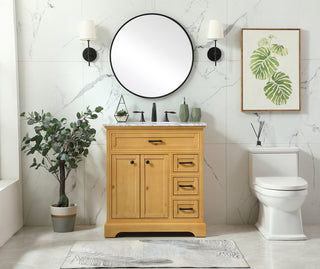 32 inch Single bathroom vanity in natural wood