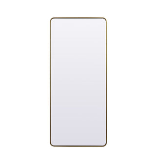 Soft Corner Metal Rectangle Mirror 32x72 Inch in Brass