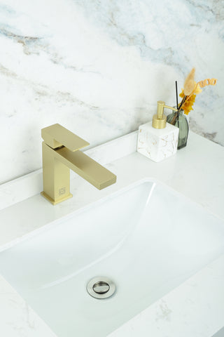 Jakob Single Hole Single Handle Bathroom Faucet in Brushed Gold