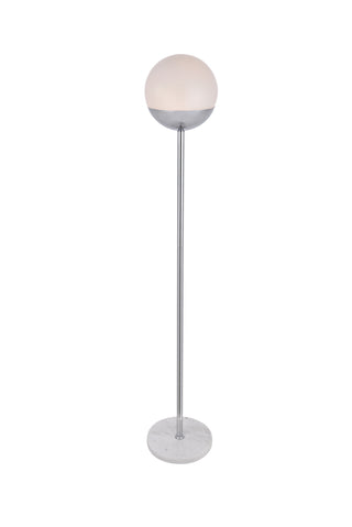 Eclipse 1 Light Chrome Floor Lamp With Frosted White Glass