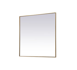 Metal Frame Square Mirror 42 inch in Brass