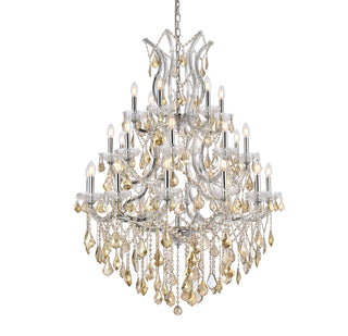 Maria Theresa 28 light Chrome Chandelier Golden Teak (Smoky) Royal Cut Crystal